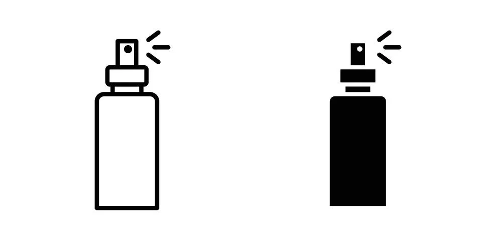 Bottle spray icon vector concepts, line and silhouette style Stock Illustration