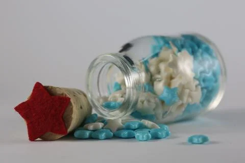 Bottle of star candy Stock Photos