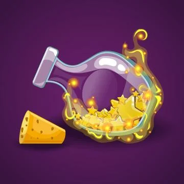 Bottle with star with magic smoke Stock Illustration