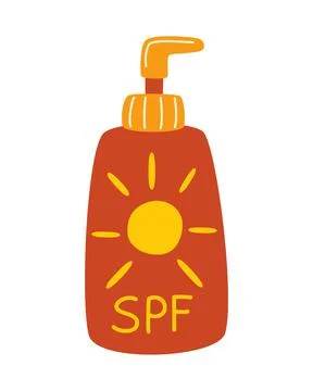 Bottle with sunscreen. Spf cream. Sun Protection. Time interval sunblock with Stock Illustration
