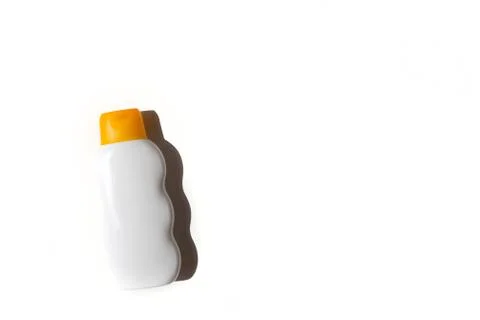 A bottle of sunscreen on a white background Stock Photos