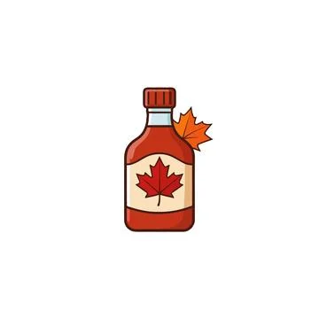 Bottle of syrup with maple leaf emblem provides a captivating taste of culi.. イラスト素材