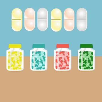 Bottle for tablets, packaging for tablets, container for pills Illustrazione stock