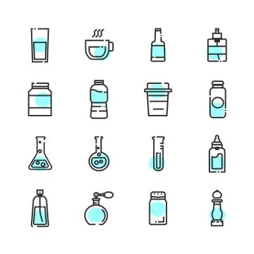 Bottle Thinline icons Stock Illustration