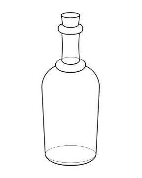 Bottle - vector linear picture for coloring. Vintage empty bottle closed Stock Illustration