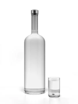 Bottle of vodka and empty shot glass イラスト素材