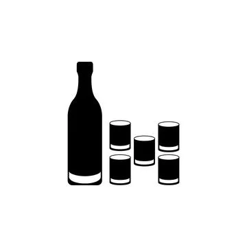 A bottle of vodka with glasses icon. Elements of bar and alcoholic drinks icon Stock Illustration