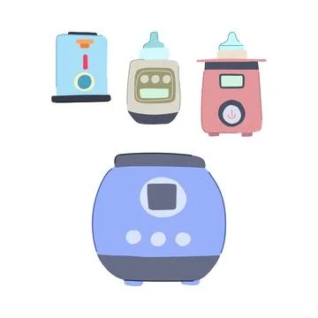 Bottle warmer technology aiding modern parenting illustrations Stock Illustration