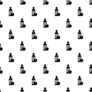 Bottle of water and apple pattern, simple style Stock Illustration