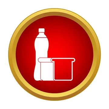 Bottle of water and sliced bread providing sustenance Illustrazione stock