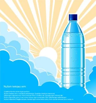 Bottle of water background with sunlight.vector illustration for text Stock Illustration
