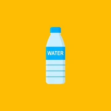 Bottle with water isolated on orange background イラスト素材