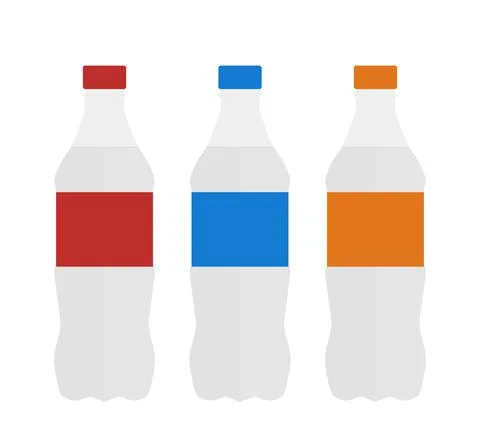 Bottle water set. Bottle in flat style. Water bottle isolated on white backgr Illustrazione stock