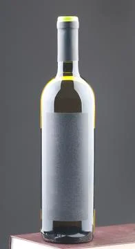 Bottle of white wine with blank label. Stock Photos