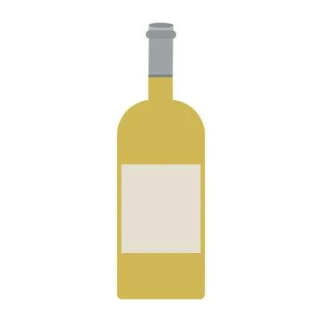 A bottle of white wine in the flat style on a white background Stock Illustration