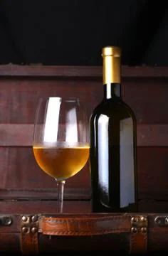 Bottle of white wine Stock Photos