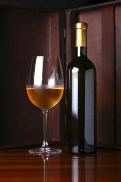 Bottle of white wine Stock Photos