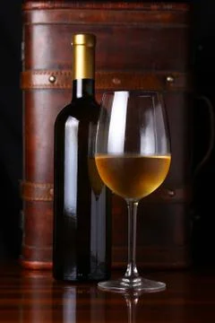 Bottle of white wine Stock Photos