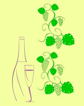 Bottle of wine and grape Stock Illustration