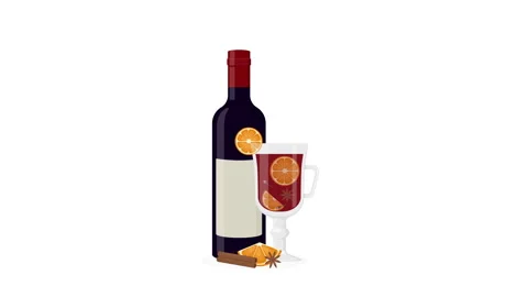 A bottle of wine and mulled wine in a glass 스톡 동영상 296559353