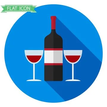 A bottle of wine and two glasses Stock Illustration