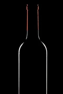 Bottle of wine on a black background Stock Photos
