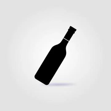 Bottle of wine black vector logo with soft shadow Stock Illustration