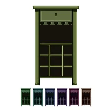 Bottle wine cabinet cartoon vector graphic Stock Illustration