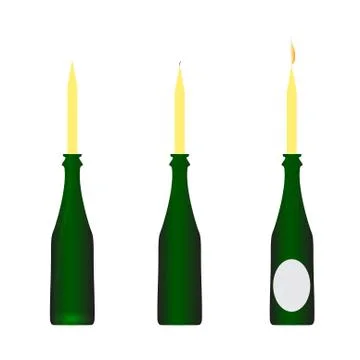 Bottle of wine with candles Stock Illustration