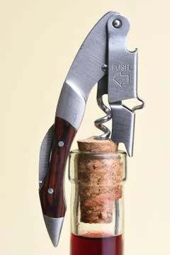 Bottle of wine with corkscrew Stock-Fotos
