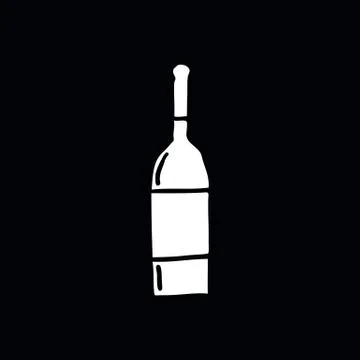 Bottle of wine doodle icon, vector illustration Stock Illustration