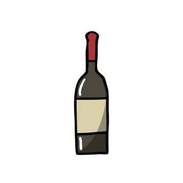 Bottle of wine doodle icon, vector illustration Stock Illustration