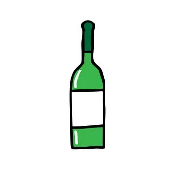 Bottle of wine doodle icon, vector illustration Stock Illustration