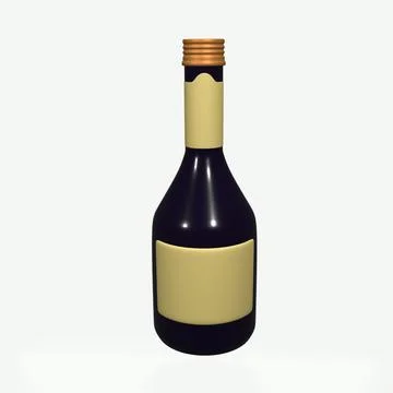 Bottle of wine. Isolated on a white background. 3d rendering Stock Illustration