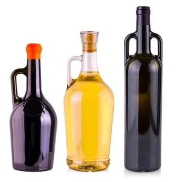 Bottle with wine isolated on white background. Stock Photos