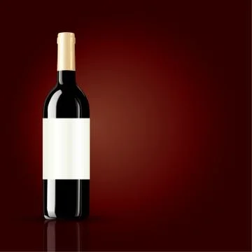 Bottle of wine on red background Stock Illustration