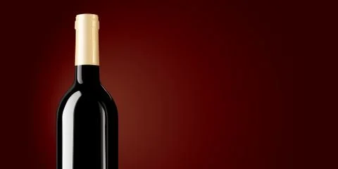Bottle of wine on red background Stock Illustration