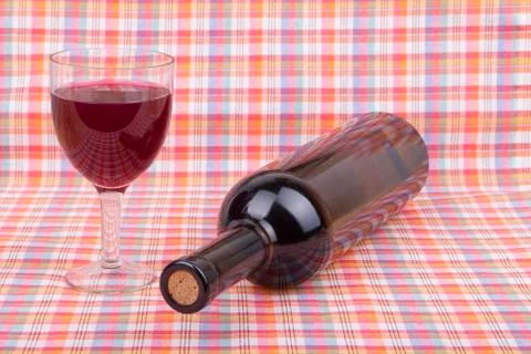 Bottle of wine on the table. Stock Photos