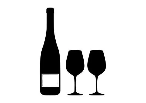 Bottle of Wine with Two Glasses Icon Stock Illustration