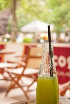 Bottle wit straw Stock Photos