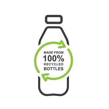 Bottle woth label: Made from 100% recycled materials. Stock Illustration