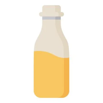 Bottle of yellow liquid, flat icon representing healthy food, organic beverage Stock Illustration
