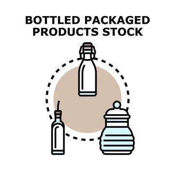 Bottled and packaged products collection icon concept Stock Illustration