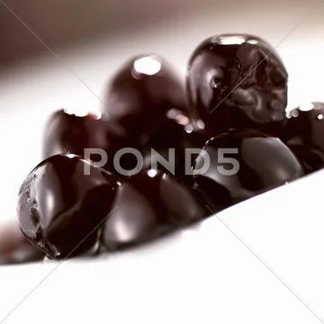 Bottled cherries in small dish Stock Photos