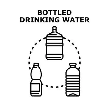 Bottled drinking water concept with various plastic containers Stock Illustration