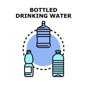 Bottled drinking water concept with various plastic containers Stock Illustration