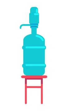 Bottled drinking water hand pump semi flat color vector object Stock Illustration