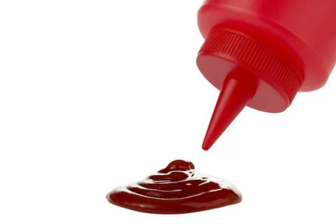 Bottled ketchup closeup Stock Photos