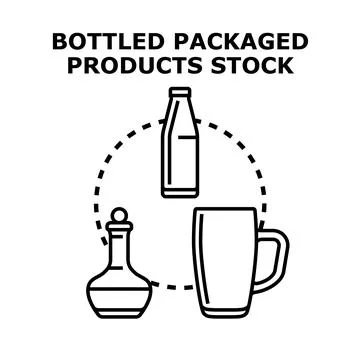 Bottled packaged product stock container concept set Stock Illustration