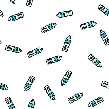 Bottled water drink vector seamless pattern Stock Illustration